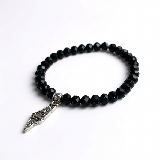 Black Beaded Palestinian Bracelet Map