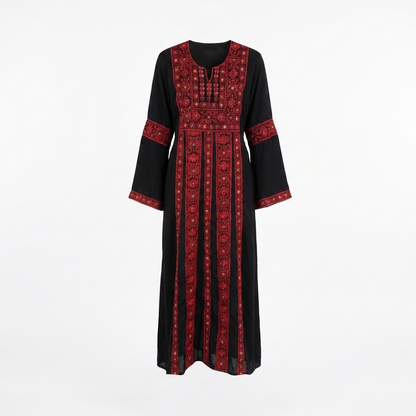 Palestinian Thobes for Adults | Traditional Black/Red with Tatreez The Olive Tree Palestinian Thobes for Adults | Traditional Black/Red with Tatreez The Olive Tree