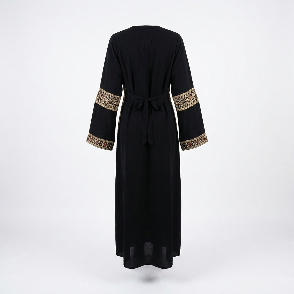 Kids Palestinian Black with Gold Thobe | Traditional Dress Tatreez Embroidery