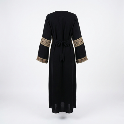 Kids Palestinian Black with Gold Thobe | Traditional Dress Tatreez Embroidery