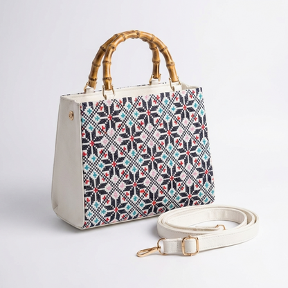 Handmade Tatreez Top-Handle Bag | Convertible Crossbody