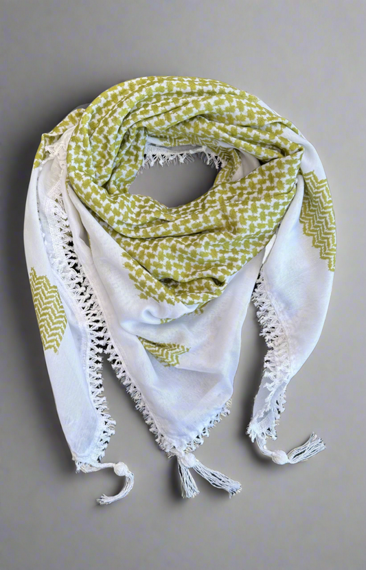 Bold Olive Kufiya (Keffiyeh) | Made in Jordan