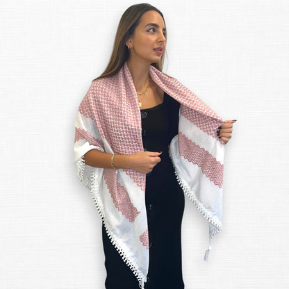 Bold Dusty Rose Kufiya (Keffiyeh) | Limited Edition - Made in Jordan