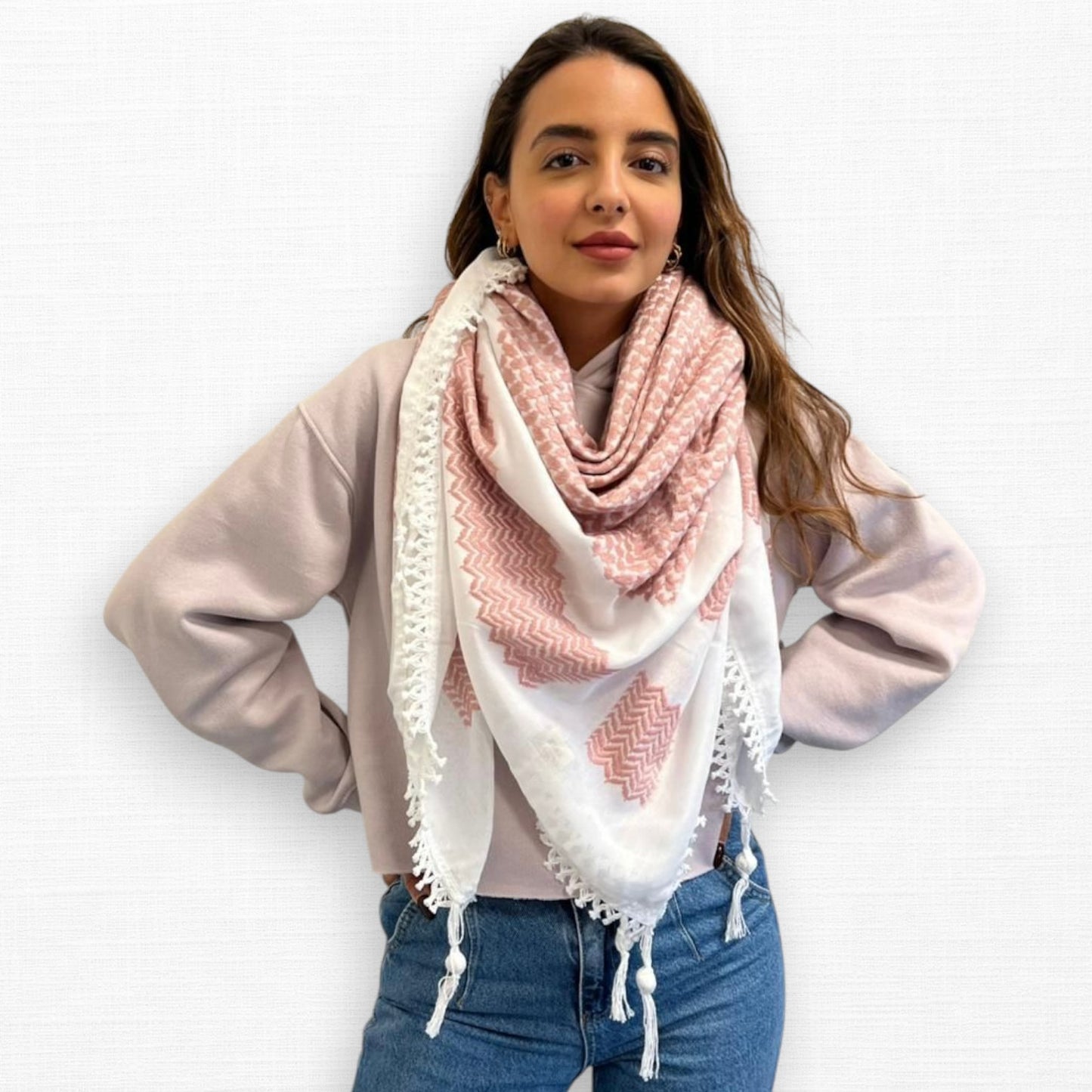 Bold Dusty Rose Kufiya (Keffiyeh) | Limited Edition - Made in Jordan