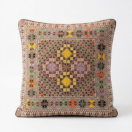 Brown Tatreez Cushion Cover - May 2026 Edition