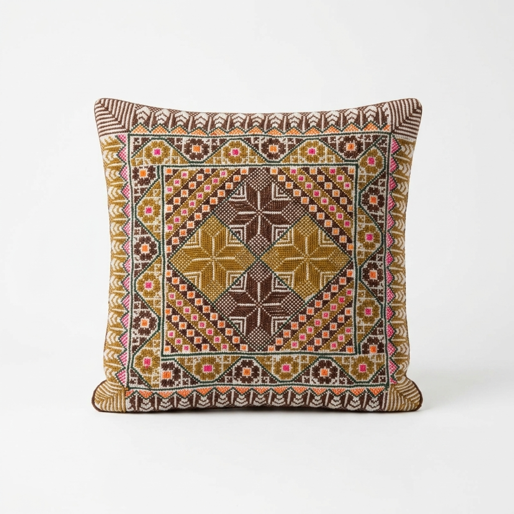Brown Tatreez Cushion Cover - May 2026 Edition
