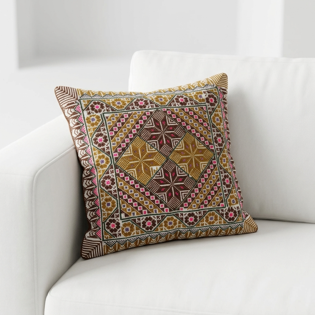 Brown Tatreez Cushion Cover - May 2026 Edition