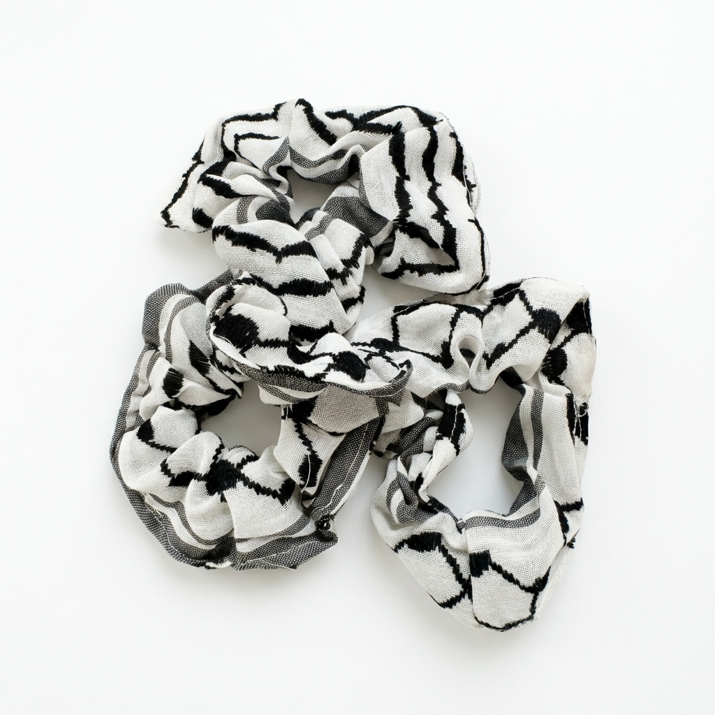 Classic Kufiya Scrunchie - White & Black