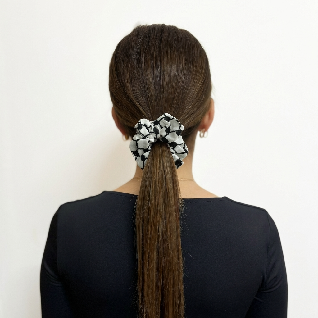 Classic Kufiya Scrunchie - White & Black
