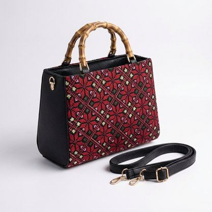 Handmade Tatreez Top-Handle Bag | Convertible Crossbody