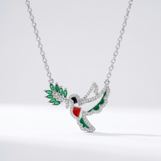 Dove & Olive Branch Necklace – 925 Sterling Silver | 18K Gold Plated Option