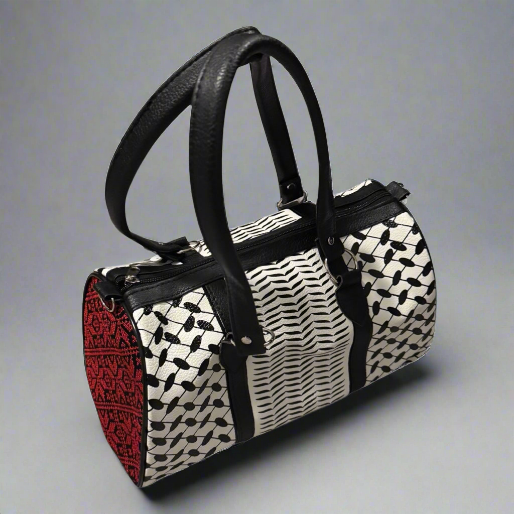 Handcrafted Palestinian Kufiyya & Tatreez Duffle Bag