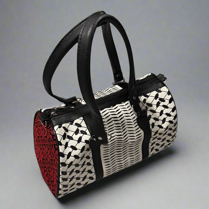 Handcrafted Palestinian Kufiya & Tatreez Duffle Bag