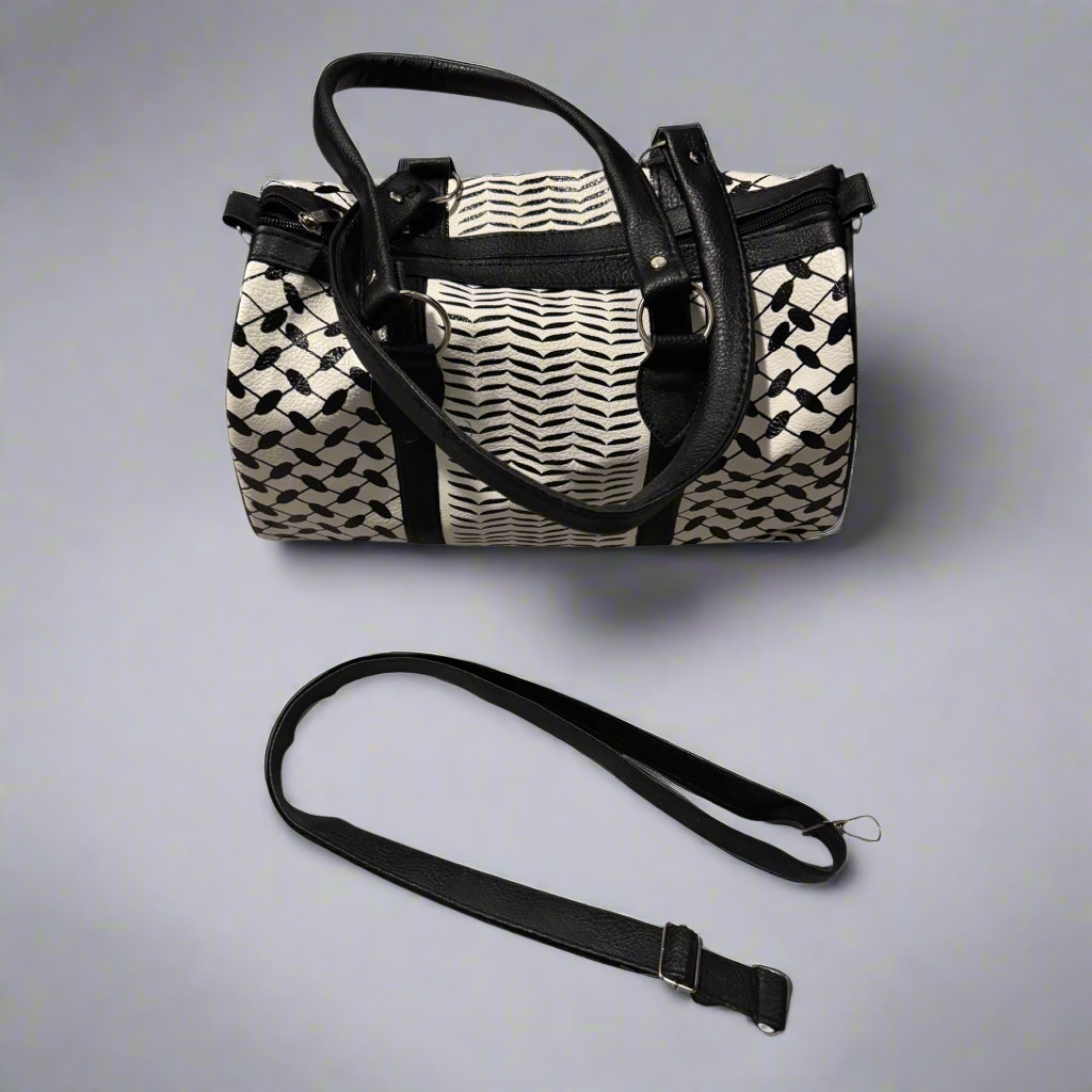 Handcrafted Palestinian Kufiyya & Tatreez Duffle Bag