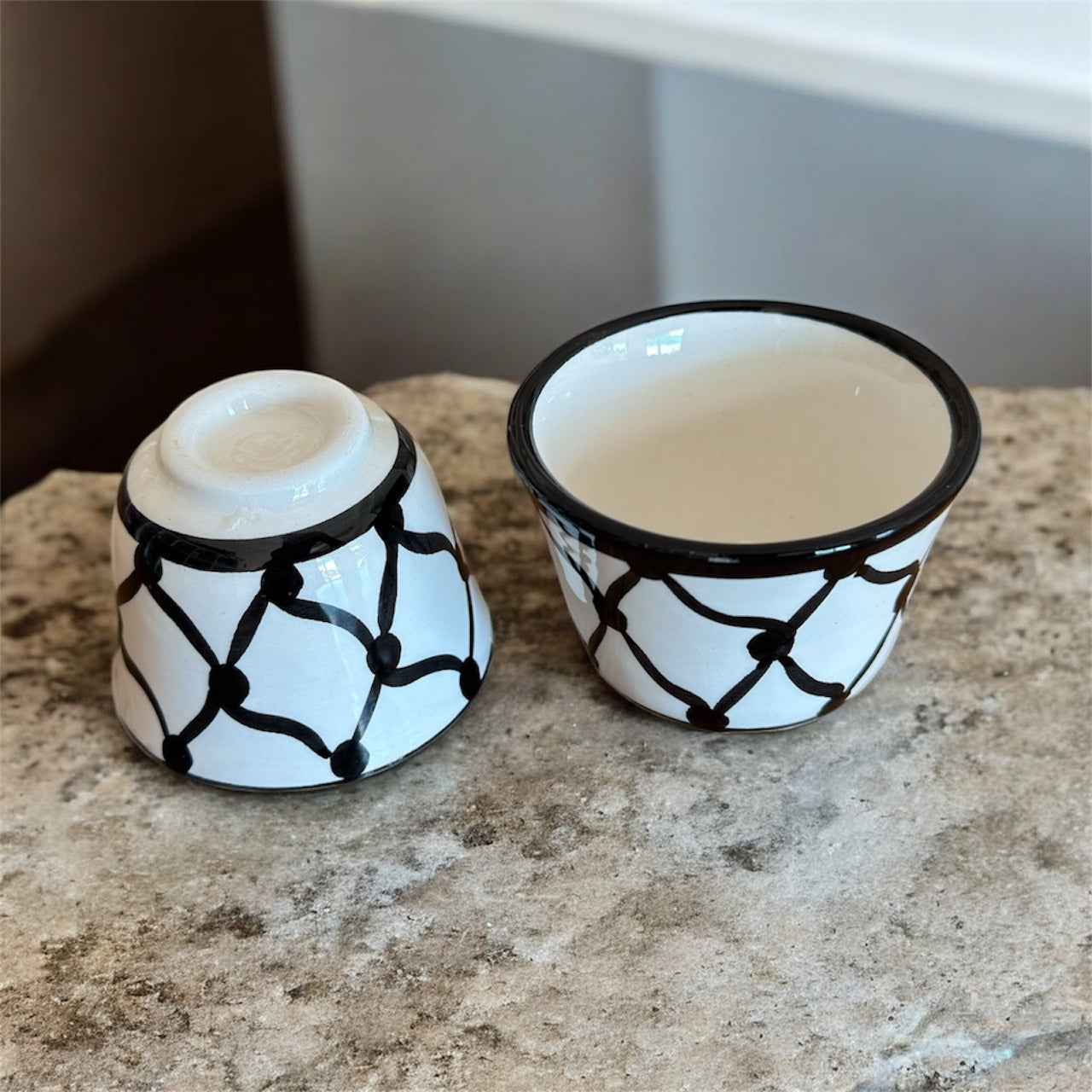 Kufiya Sada & Espresso Cups | Hand‑Painted Palestinian Ceramics