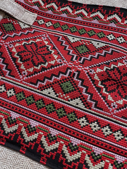 Red Tatreez Laptop Bag - Black Base | Made by Palestinian Artisans