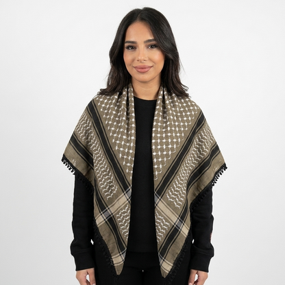 Echoes Kufiya – Earthy Beige · White