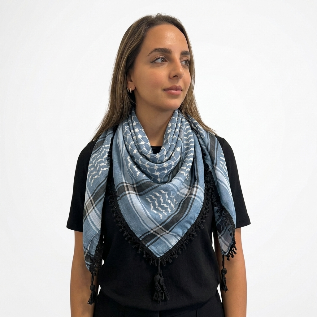Echoes Kufiya – Steel Blue