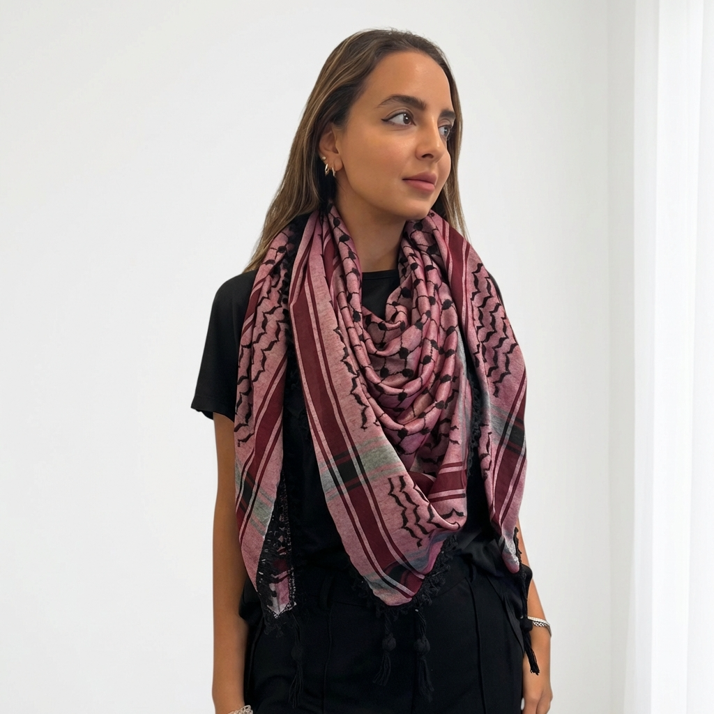 Echoes Kufiya (Keffiyeh) | Deep Maroon