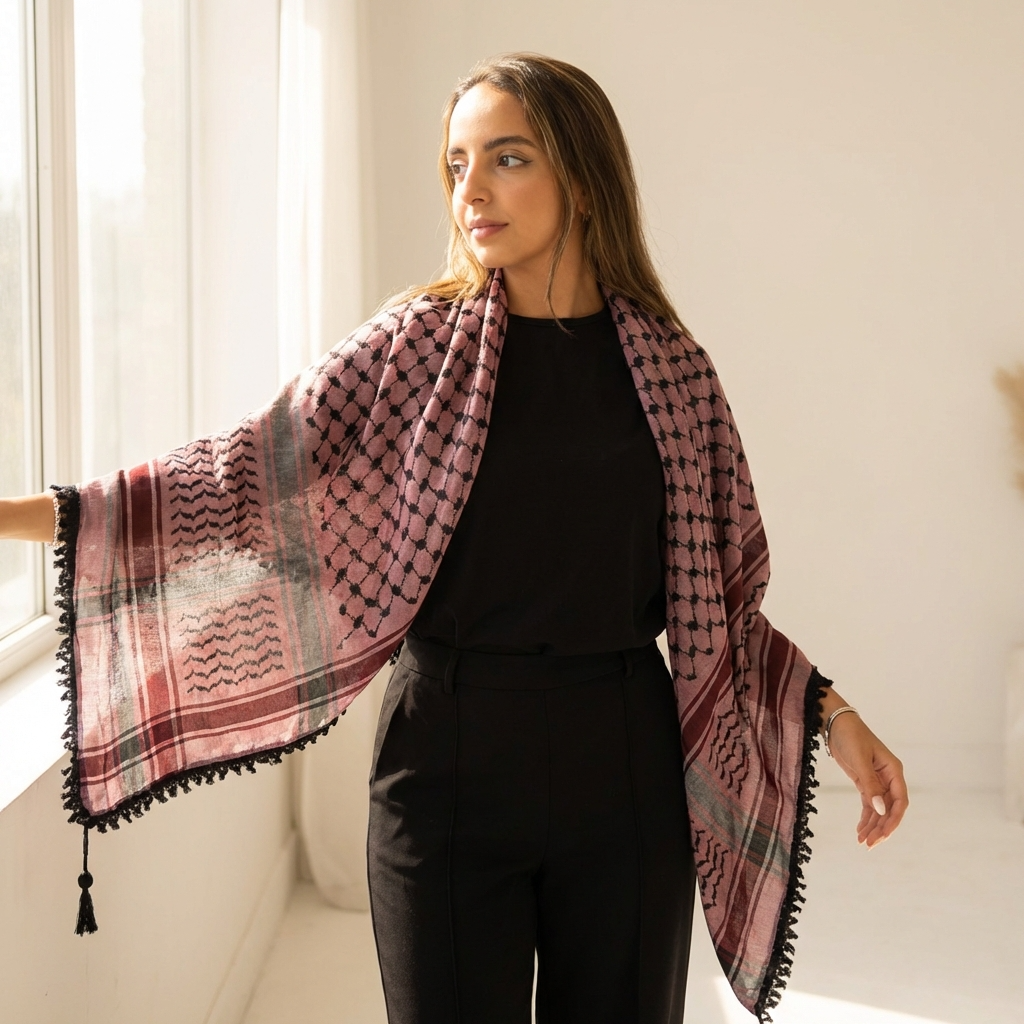 Echoes Kufiya (Keffiyeh) | Deep Maroon