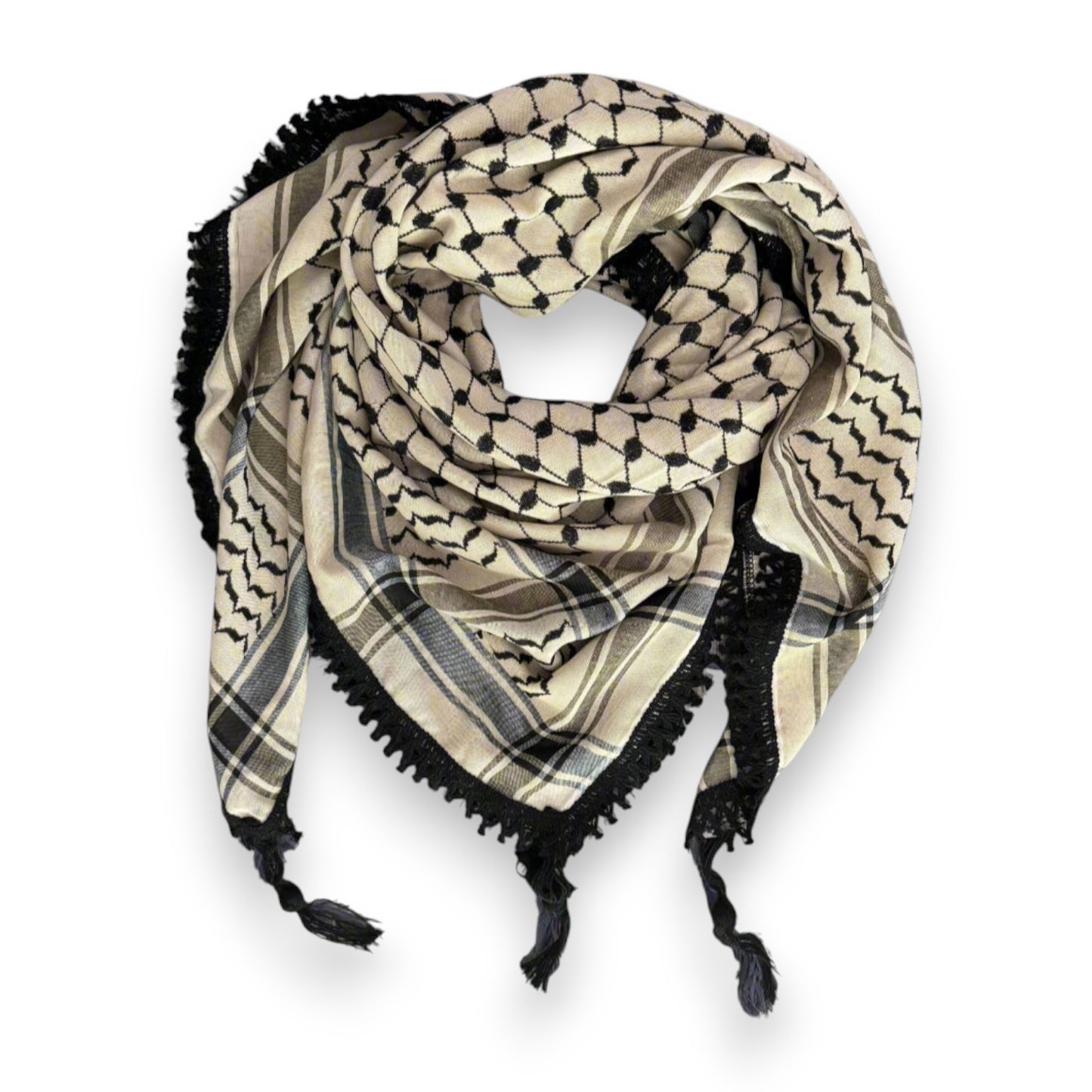 Echoes – Earthy Beige Kufiya (Keffiyeh) | Made in Jordan