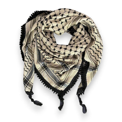 Echoes – Earthy Beige Kufiya (Keffiyeh) | Made in Jordan