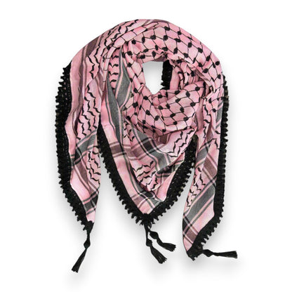 Echoes – Flamingo Pink Kufiya (Keffiyeh) | Made in Jordan