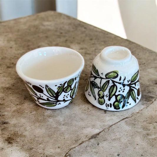 Olive Branch Espresso Cups (Sada) | Handpainted Palestinian Ceramics