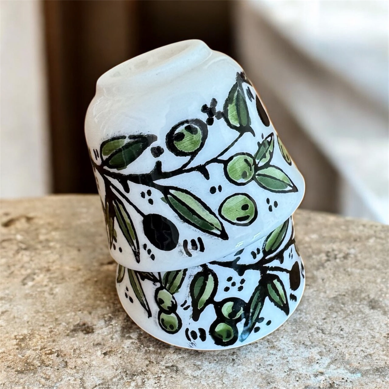 Olive Branch Espresso Cups (Sada) | Handpainted Palestinian Ceramics