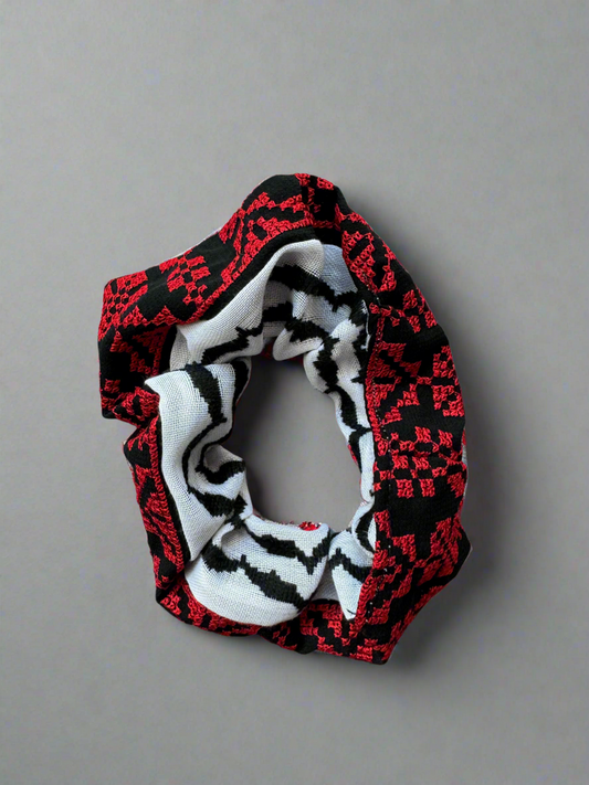 Kufiya Scrunchies - Classic with Tatreez | Palestinian Hair Ties