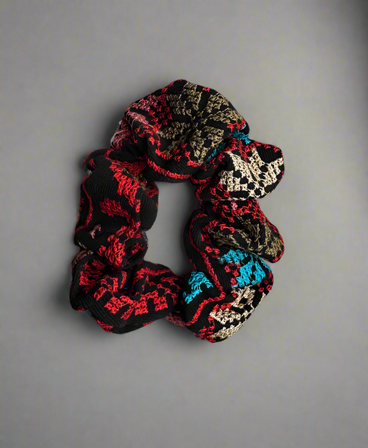 Tatreez Scrunchie - Colorful Red | Palestinian Hair Ties