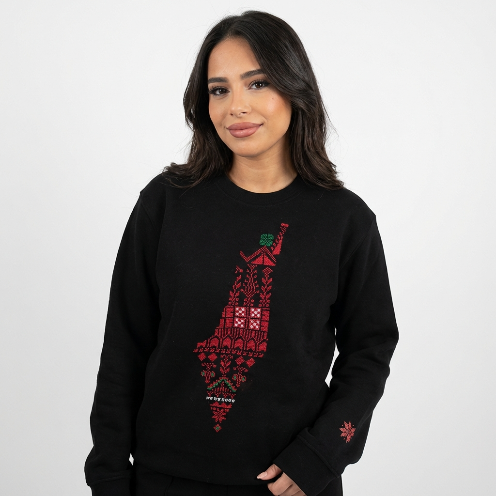 Falastin Map Tatreez Sweater – Handmade