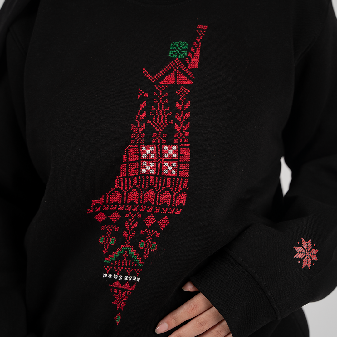 Falastin Map Tatreez Sweater – Handmade