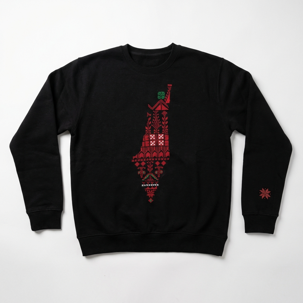 Falastin Map Tatreez Sweater – Handmade