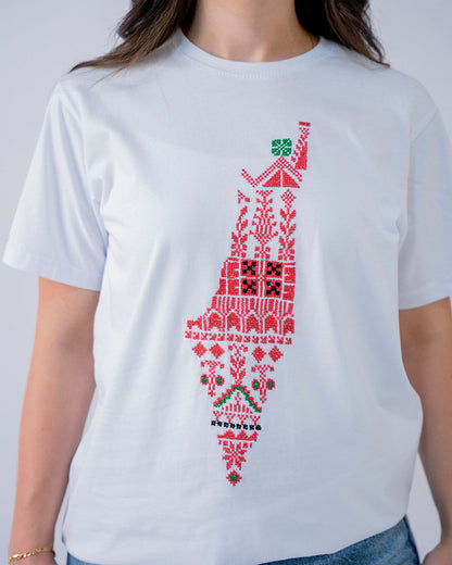 Falastin Map Tatreez T-Shirt – Handmade