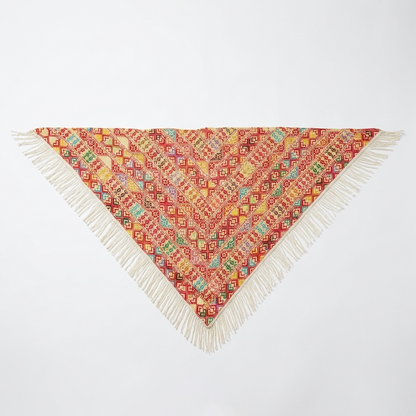 Farah Hand-Stitched Shawl - Multicolor Ivory