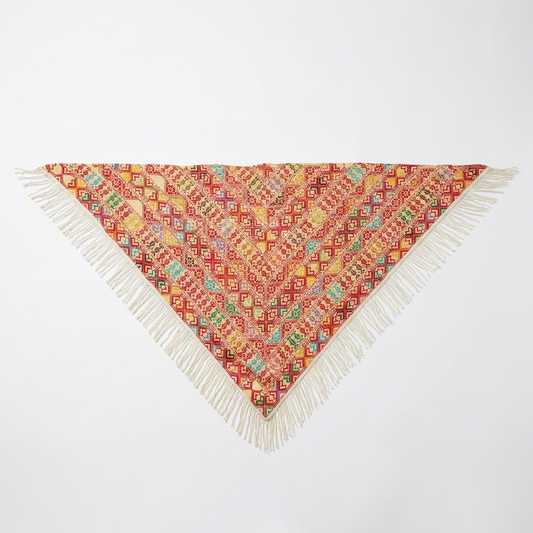 Farah Hand-Stitched Shawl - Multicolor Ivory
