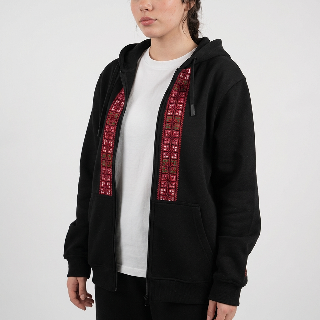 Finjan Al Khalil Tatreez Zip-Up Jacket – Handmade