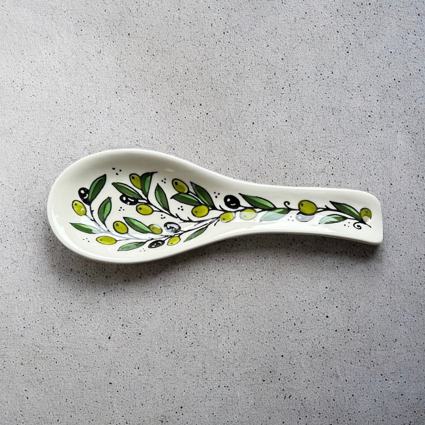 Spoon Rest - Olive Branch | Hand-Painted Palestinian Ceramic