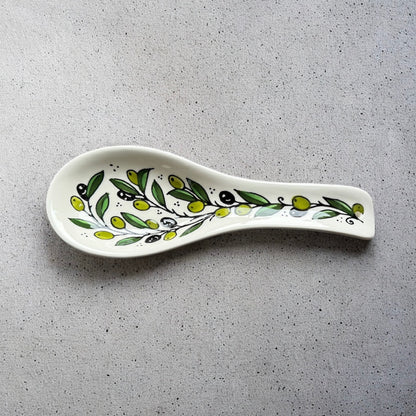 Spoon Rest - Olive Branch | Hand-Painted Palestinian Ceramic