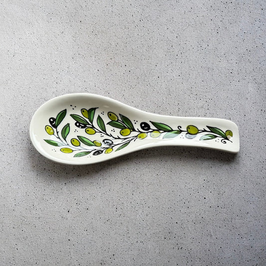 Spoon Rest - Olive Branch | Hand-Painted Palestinian Ceramic