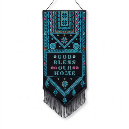God Bless Our Home Tatreez Wall Hanging