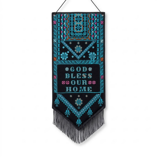 God Bless Our Home Tatreez Wall Hanging