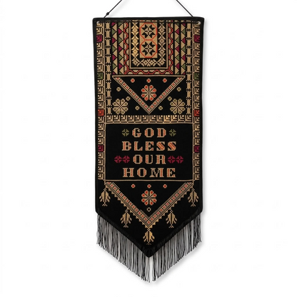 God Bless Our Home Tatreez Wall Hanging