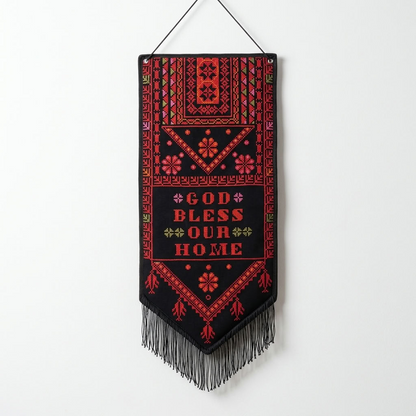 God Bless Our Home Tatreez Wall Hanging