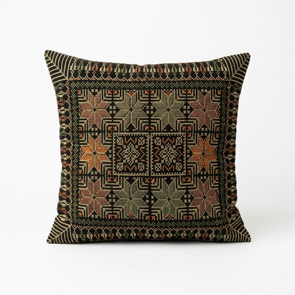 Green & Gold Tatreez Cushion Cover – Palestinian Textile
