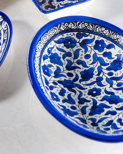 Dishes | Medium & Large – Hand-Painted Palestinian Ceramic | Multicolor & Navy