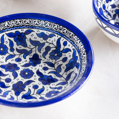 Dishes | Medium & Large – Hand-Painted Palestinian Ceramic | Multicolor & Navy