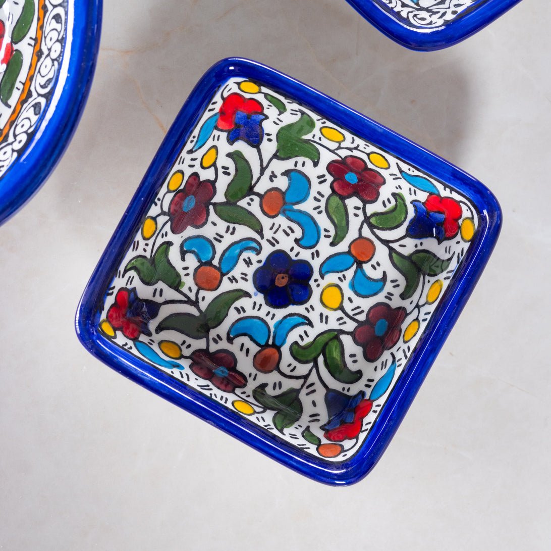 Square Side - Al-Khalil Multicolored Design - Hand-Painted Palestinian Ceramic