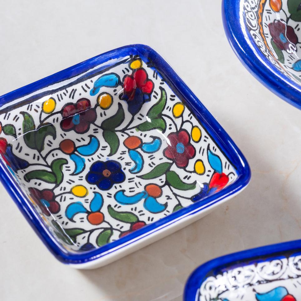 Square Side - Al-Khalil Multicolored Design - Hand-Painted Palestinian Ceramic